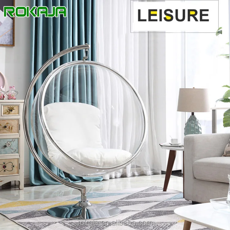 Металлическое яйцо подвесное качающееся кресло для гостиницы гостиной акриловое прозрачное пузырьковое тип яйца