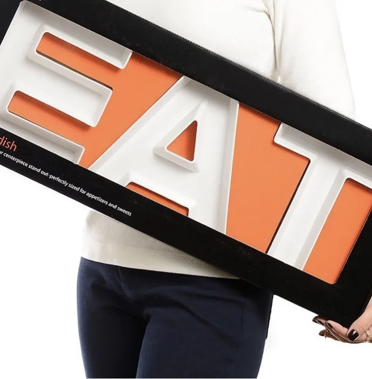 Wholesale party banquet buffet serving letter shape decorative white ceramic plate for snack candy