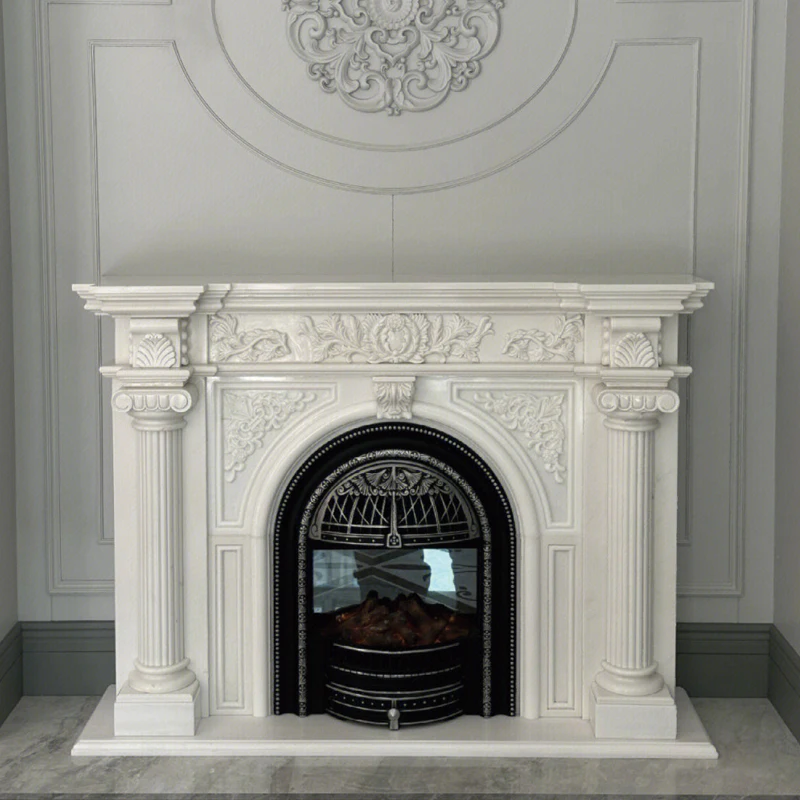 High-end natural marble white marble fireplace factory direct sales welcome customization marble utensil holder