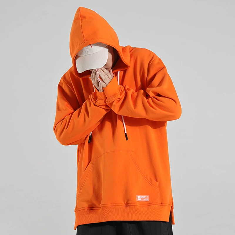 OEM pu leather label terry hoodie custom print 400gsm 100% cotton hoodie