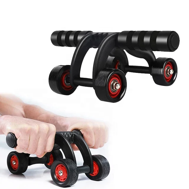 Body Building Core Training Abdominal 4 Wheels Roller Ab Workouts Machine