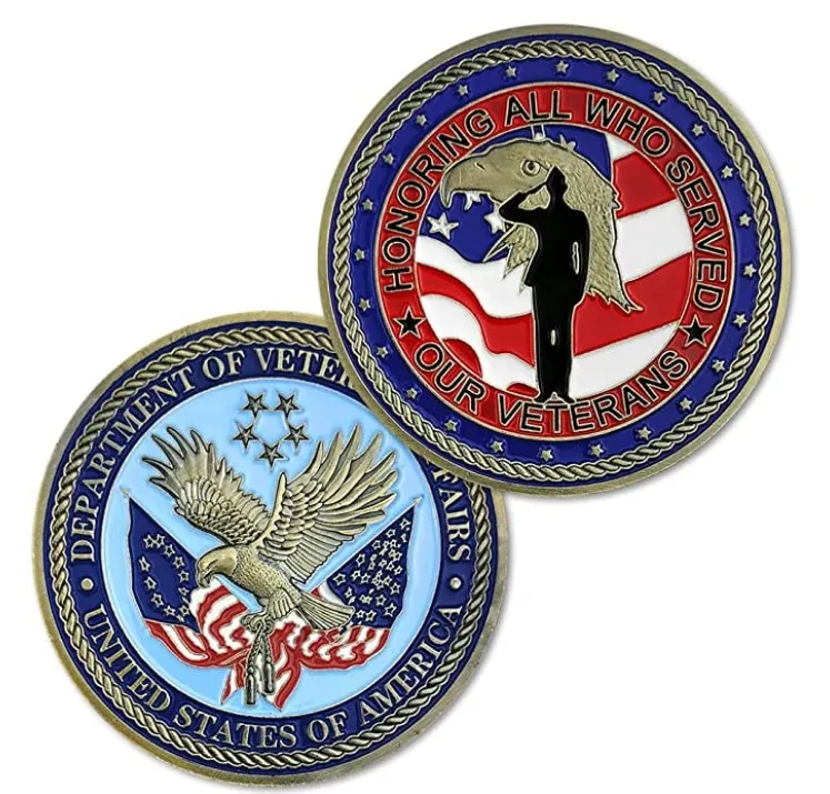 Custom Design Double Side 3D Antique Gold Soft Enamel Thank you for your Service American Metal Appreciation Challenge Coin