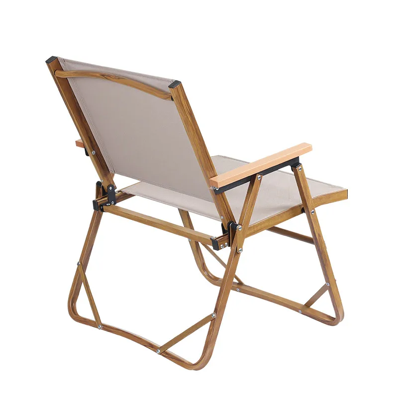 Custom Logo Portable Lightweight Aluminum Wood Grain Beach Garden Outdoor Low Folding Camping Chair