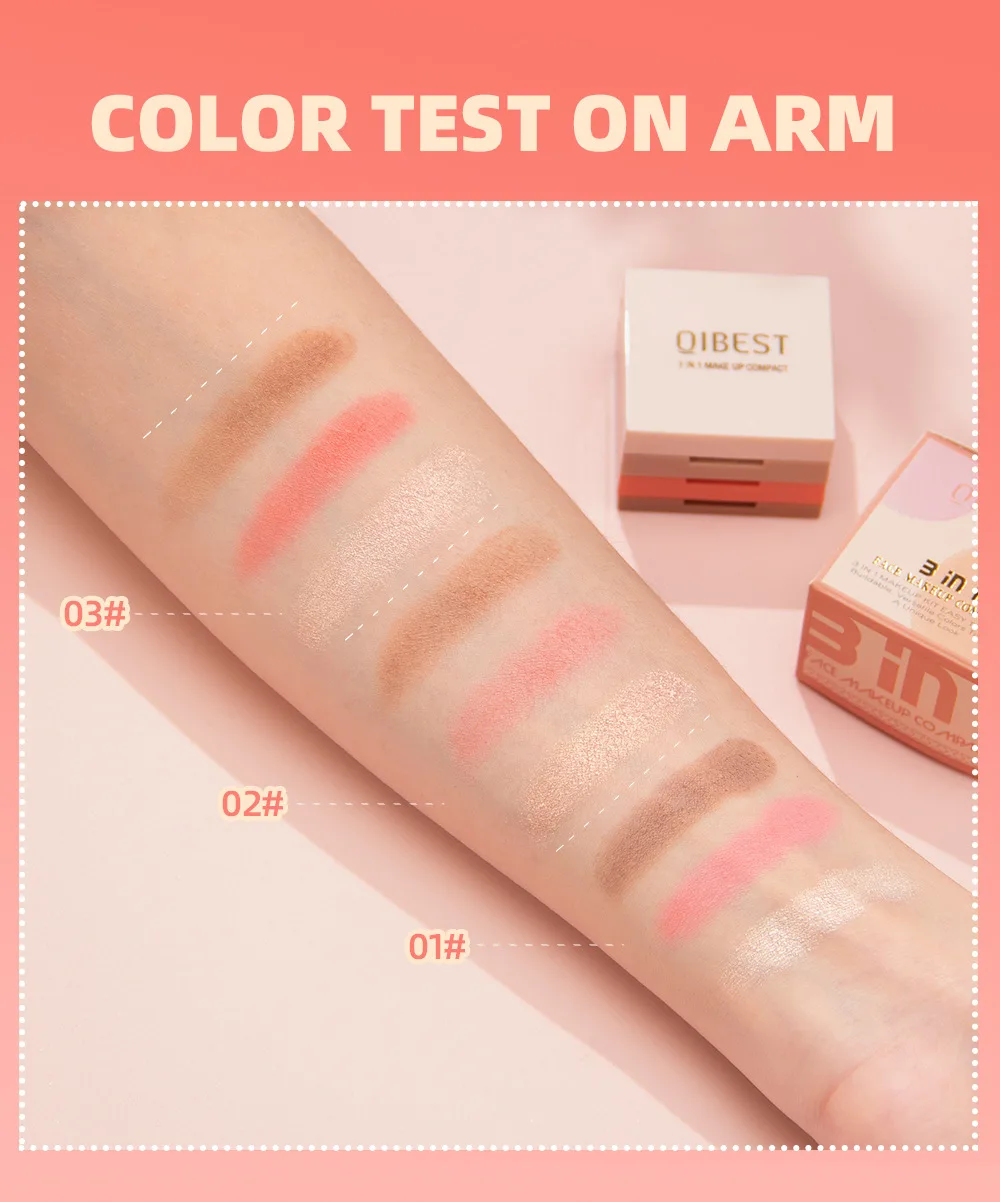 3-in-1 facial makeup highlight powder blusher polarized matte natural non flying powder eye shadow plate