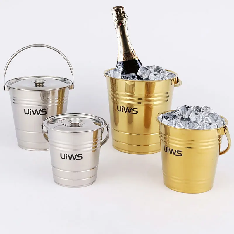 Ведра для льда оптом из нержавеющей стали, контейнер для хранения шампанского, ведро для льда с крышками
