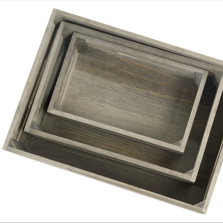 
Wholesale antique brown wooden storage decoration box with handle wooden crate crates 