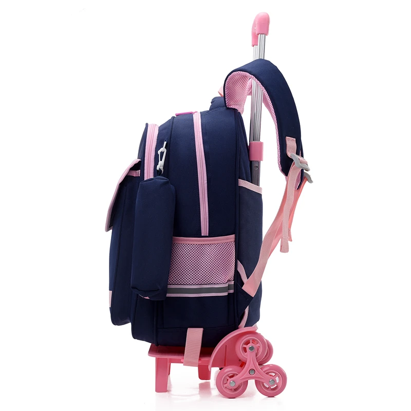 Trolley School Bag with Six Wheels Fashionable School Trolley Bag For Girls Boys Easy Climb Stairs School Bag With Trolley