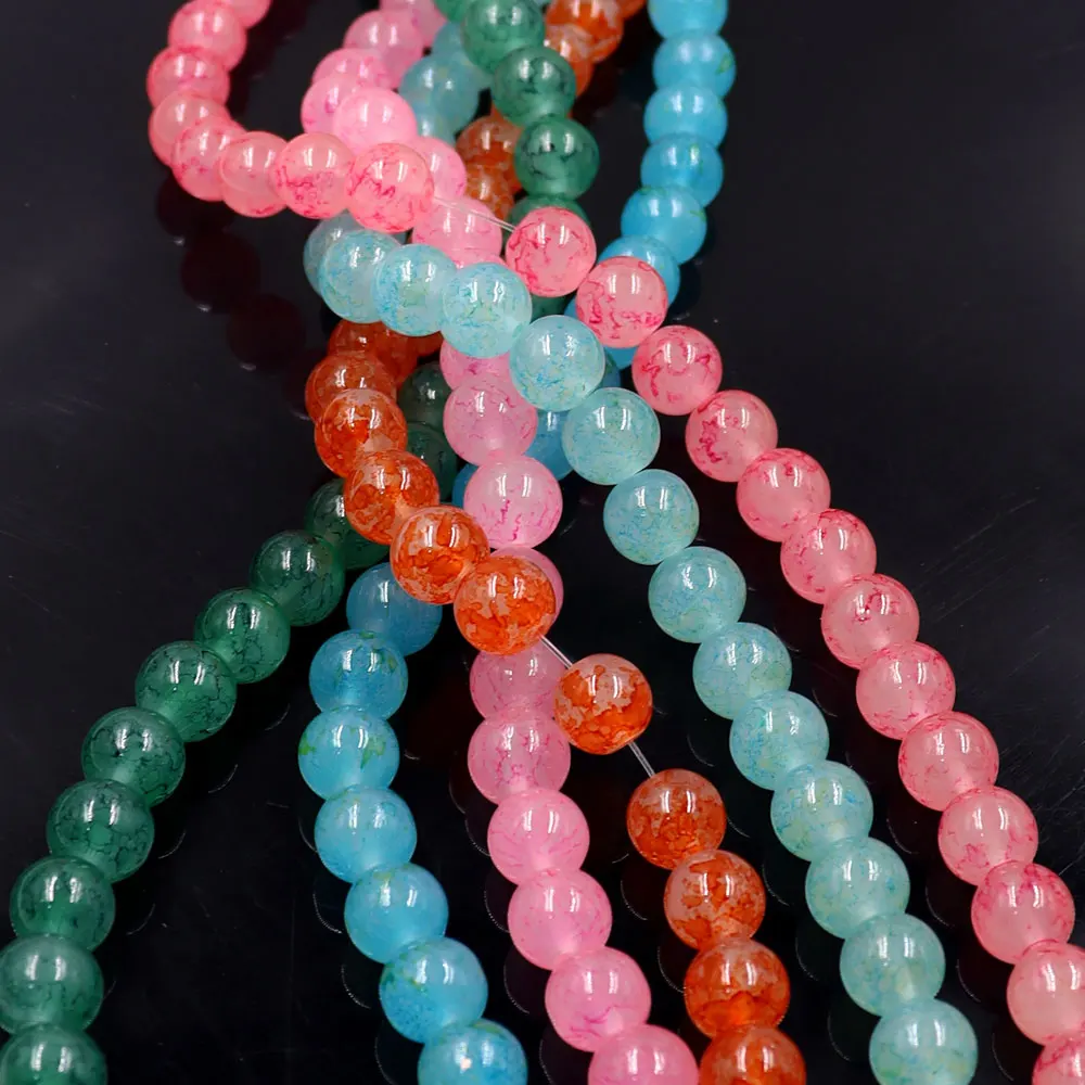 HX Stock for sale Flower  jade glass beading Jade Floral Pattern Beads   loose beads for DIY jewelry making