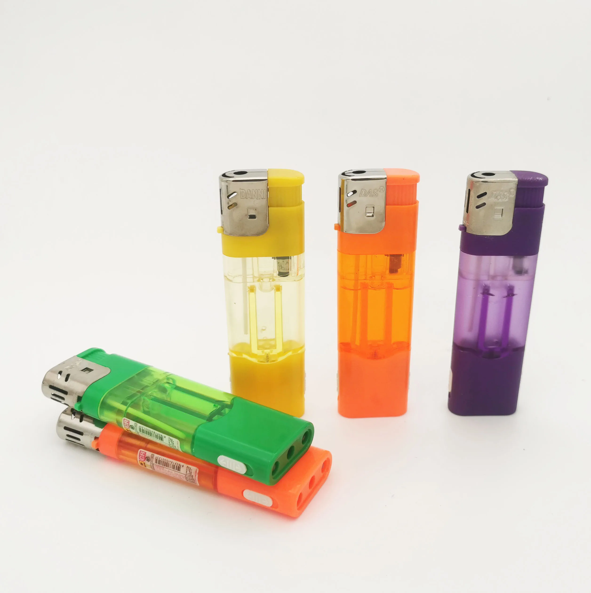 Best Selling Supplies Colored 5 Colors Assorted High Led Lighters With Color Gas Baida