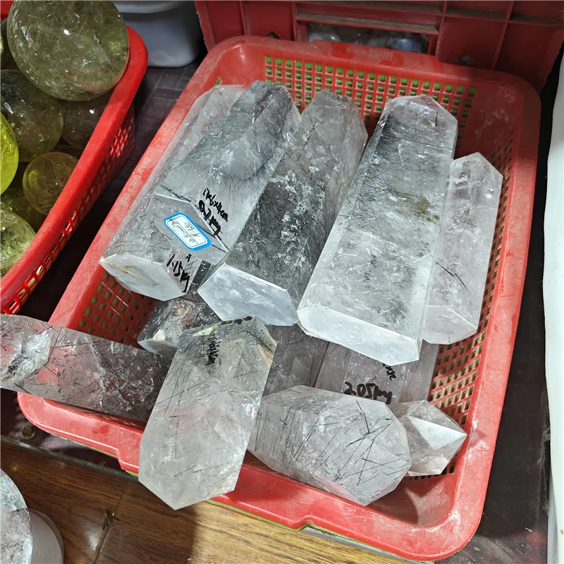 natural black rutilated quartz crystal healing wand crystal points