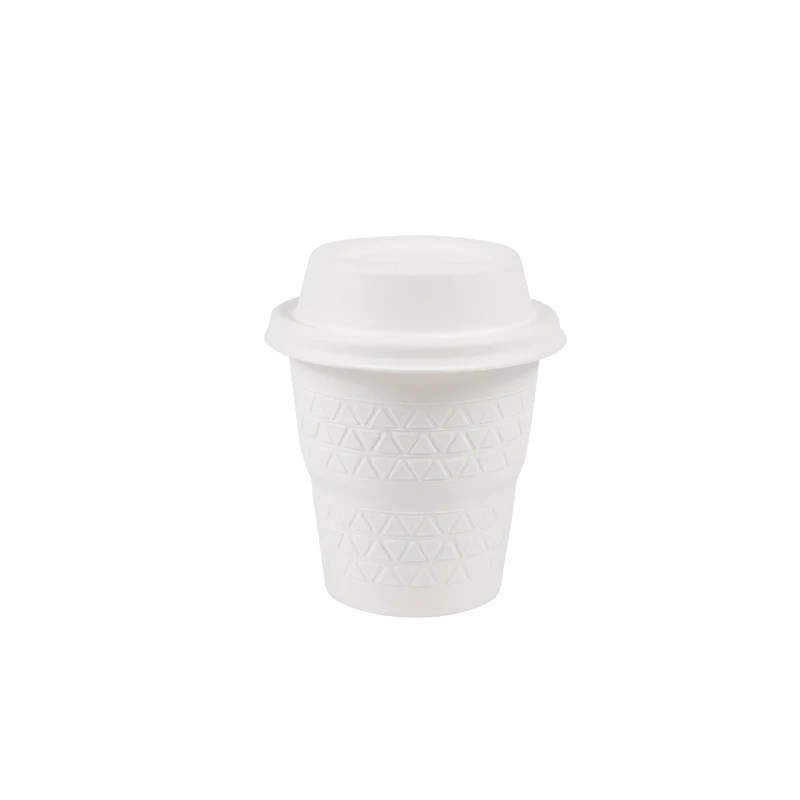 Promotional Widely Used Biodegradable Sugarcane Bagasse Paper Pulp Coffee Cup Tea Cup With Lid