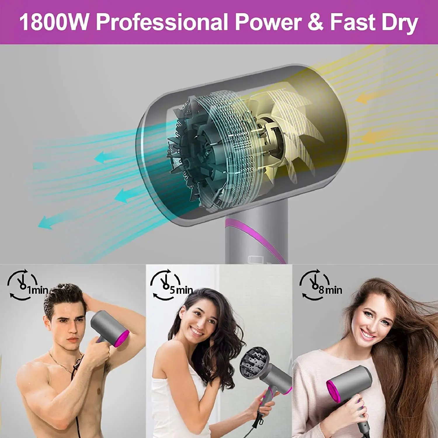 Baria new Design travel hair dryer High Speed DC Motor hair dryers Travel Size foldable hair dryer