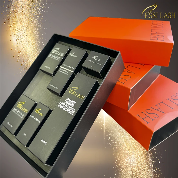 Korean High Quality Luxury Black Glue pesta as tray lashes Liquids Kit Packaging Custom Fast Strong Private Label  Eyelash Glue