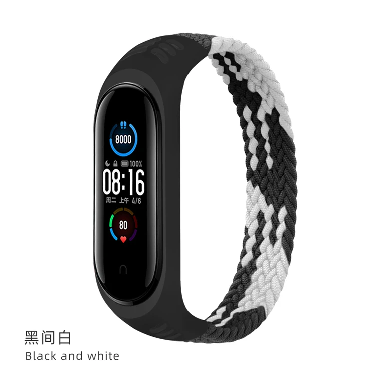 High Quality Weave Mi Band 6 5 4 3 Wristband Single Loop Elastic Braided Watchband For m6 nylon strap