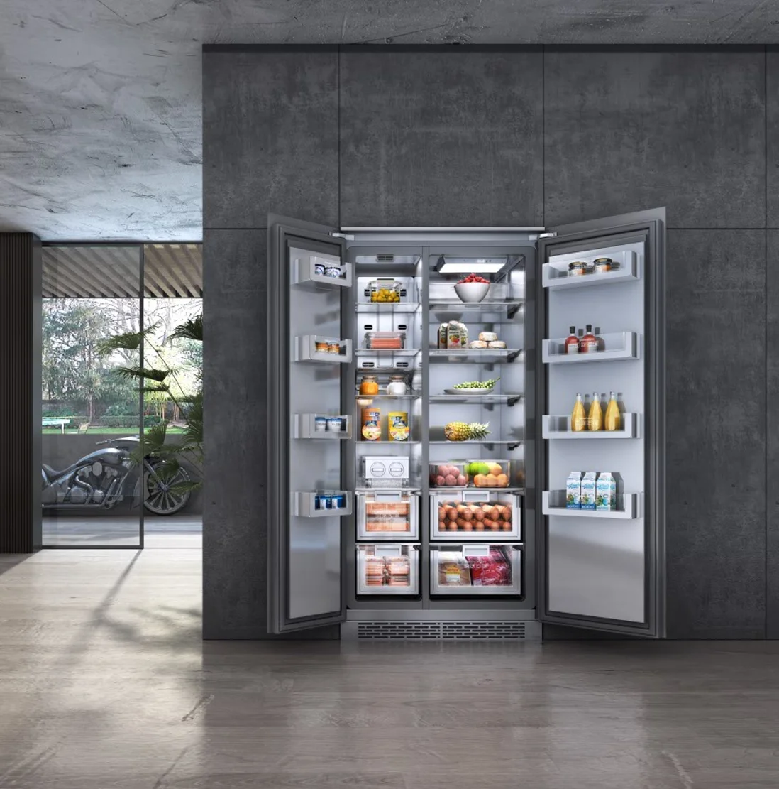 455L Home Refrigerator No Frost A+ A++ Bottom Freezer Double Door Fridge With Water Dispenser