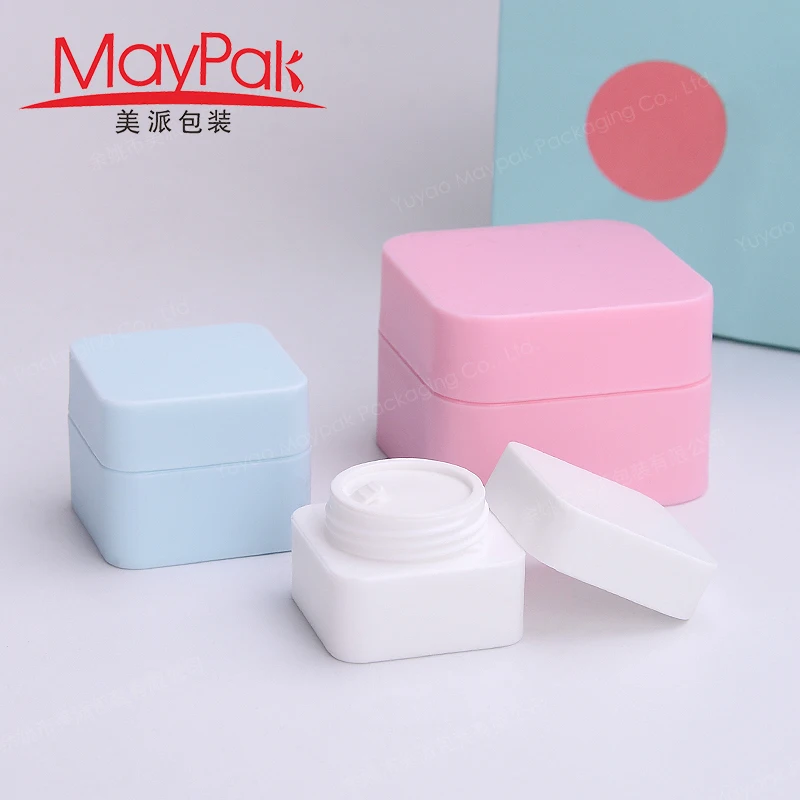 Custom PP Pink White Black 5g 10g 20g 30g 50g screw cap Cosmetic Eye Cream Frosted Square Plastic Jars For Body Butter With Lids