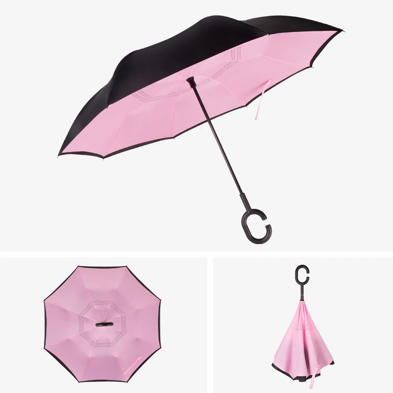 Inside Full Color Custom Digital Printing Inside Out Manual Open Close Small Kids C Handle Invert Reverse Umbrella For Children