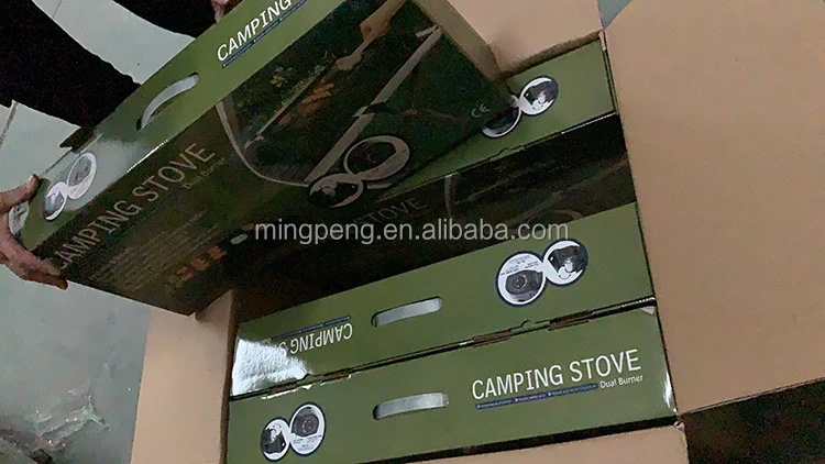 Портативная газовая плита с двойной горелкой из нержавеющей стали