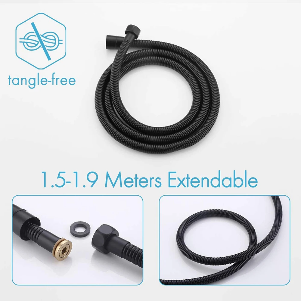 Aquacubic Shower System 10 Inches Ceiling Black Tub Faucet Set with Square Rain