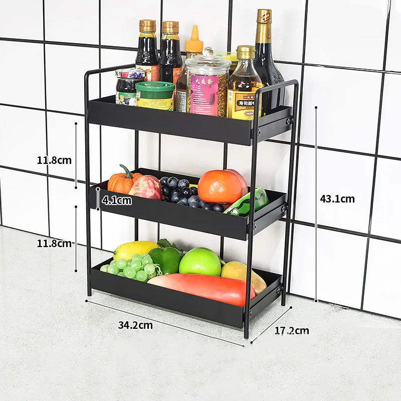 Kitchen Supplies Portable Storage Rack Double Layer Metal Iron Paint Kitchen Seasoning Rack
