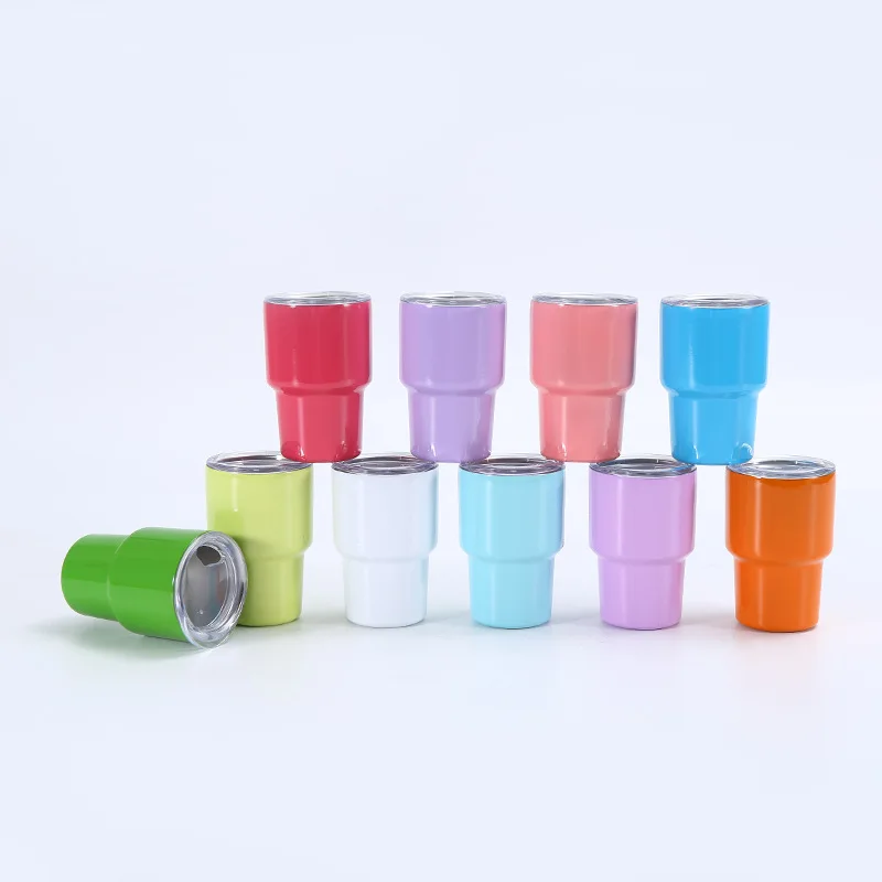 Custom logo double wall mini tumbler stainless steel vacuum tumbler 2oz 3oz shot glass for sublimation with lids and straws