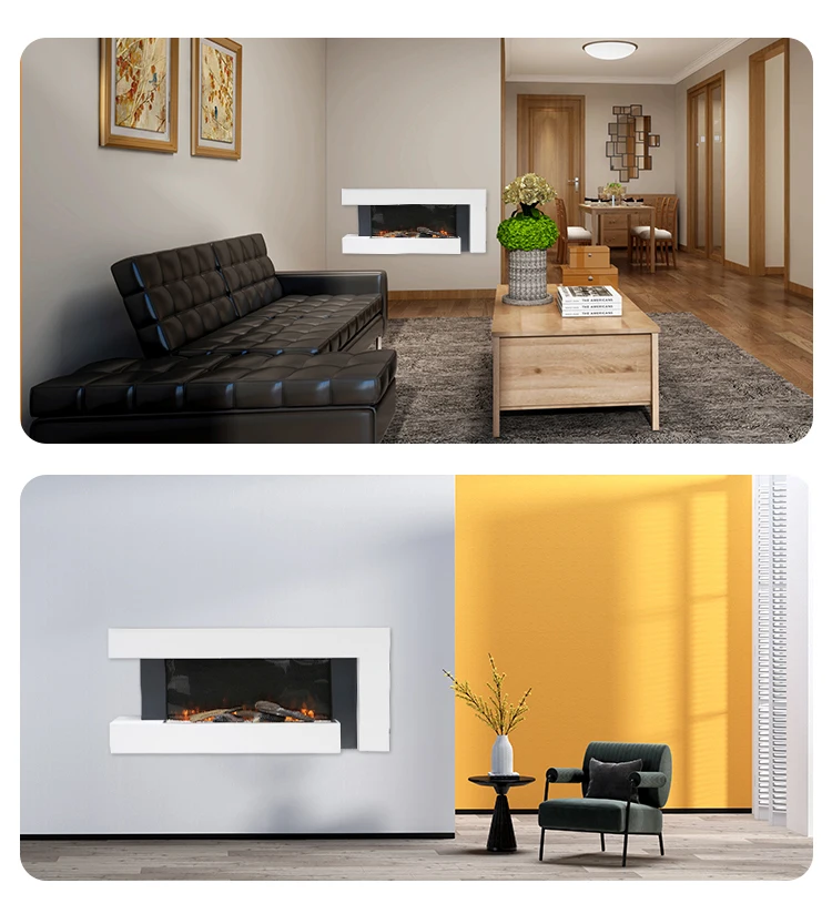 Wholesale Manufacturer Recessed Wall Mounted Electric Fireplace Heater Decorative Multicolor Flame Remote Control Indoor