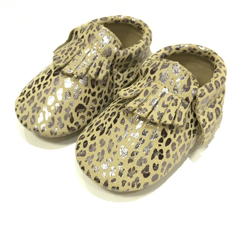 
High Quality Leopard Tassel Leather Baby Girl Shoes 