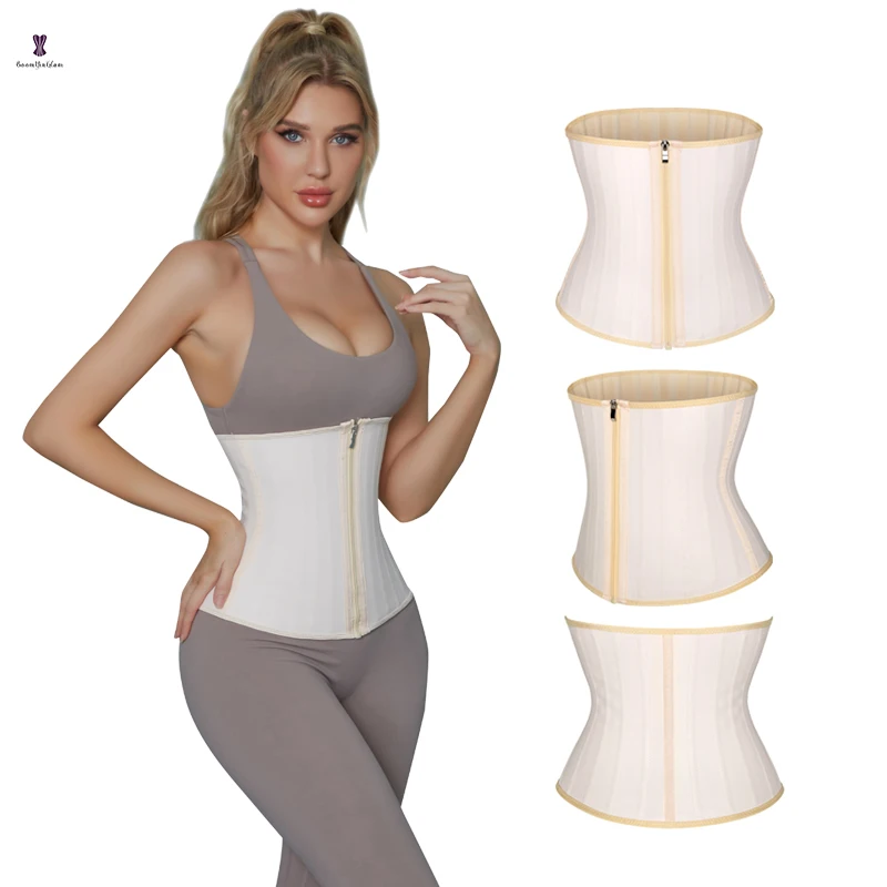 Glitter Clip and Zip Latex Waist Trainer Corset Underbust Sport Cincher Workout Sweat Vest Body Shaper custom logo private label