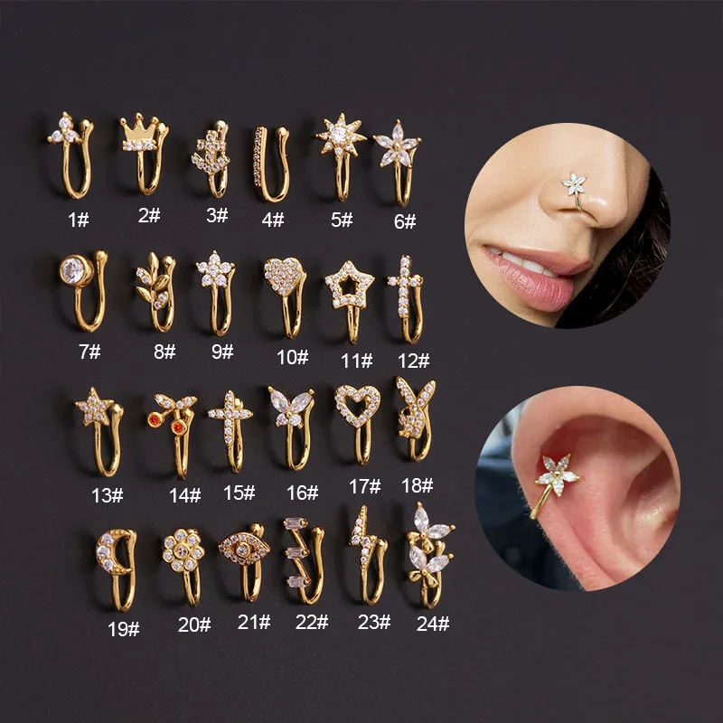 2022 New Zircon U-shaped Nose Clip Ear Bone Clip Popular No Hole Piercing Nose Ring Jewelry