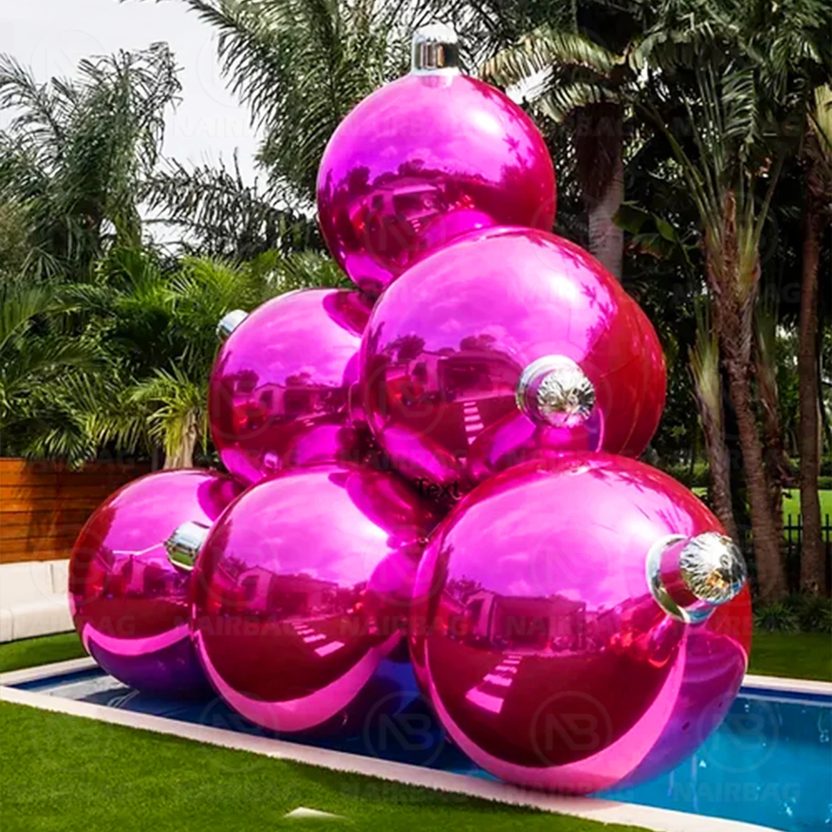Big Shiny Inflatable Balls Ornaments Christmas Decor Reflective Chrome Sphere Inflat Mirror Ball