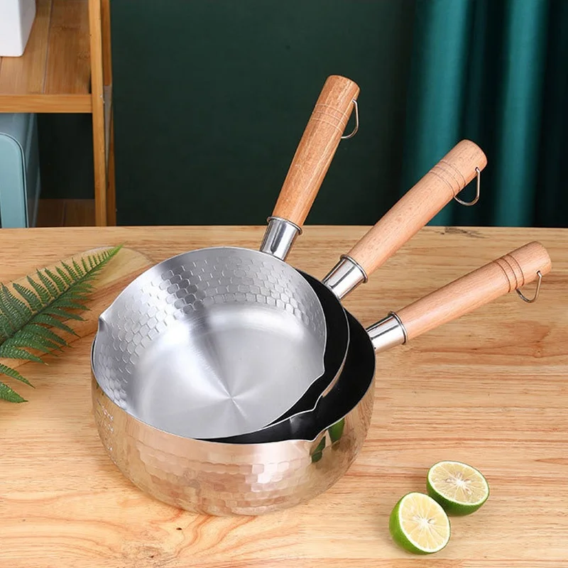 Food-graded and eco-friendly stainless steel snow pan with Japanese style for kitchen soup pot milk pot