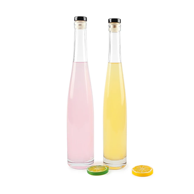 Customize 375ml 500ml Clear Ice Wine Bottles Long Neck Vodka Whisky Glass