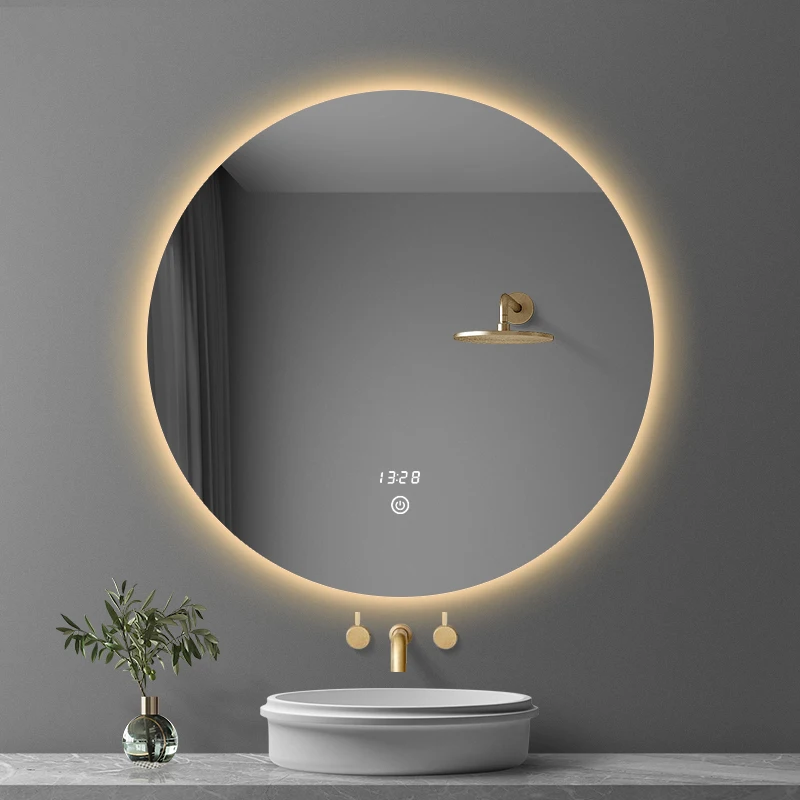 Modern Anti-Fog Smart LED round Bathroom Mirror Wall Decor with Illuminated Backlight Light for Makeup for Hotels and Salons