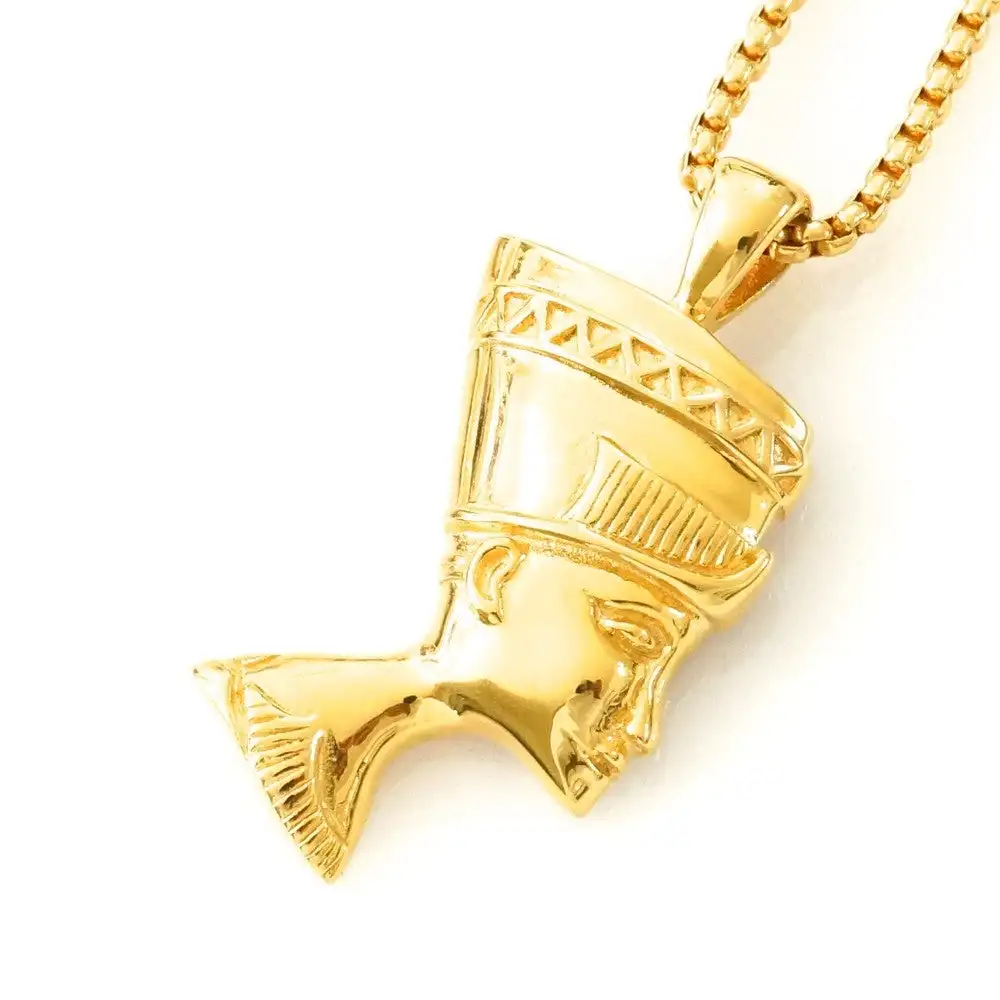 Wholesale Fashion Egypt Human Head Pendant 18k Gold Hip Hop Style Pendant for Men