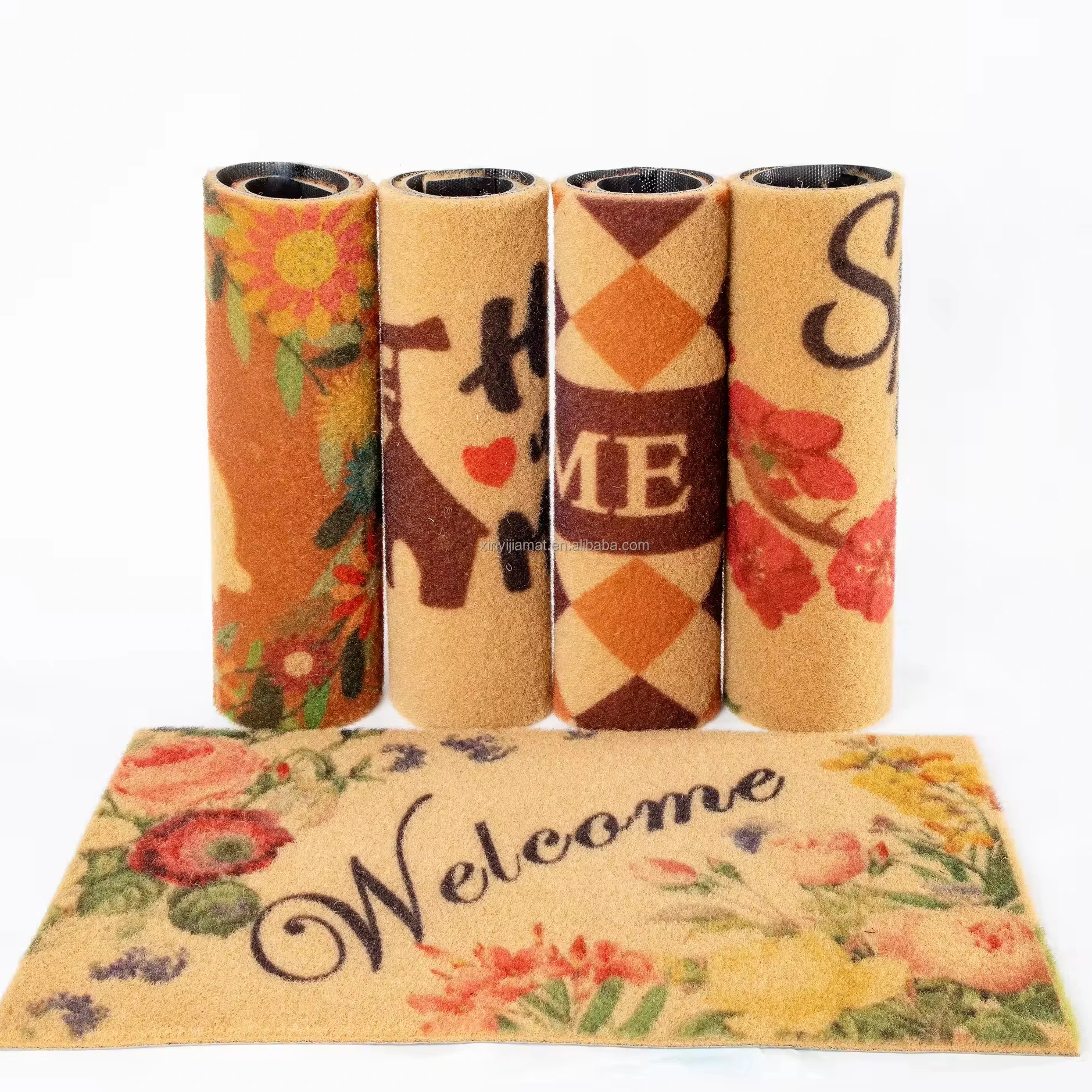 High quality Heavy dirt trap  colorful Dust control  Non-slip PVC Backing Artificial  Coir MAT