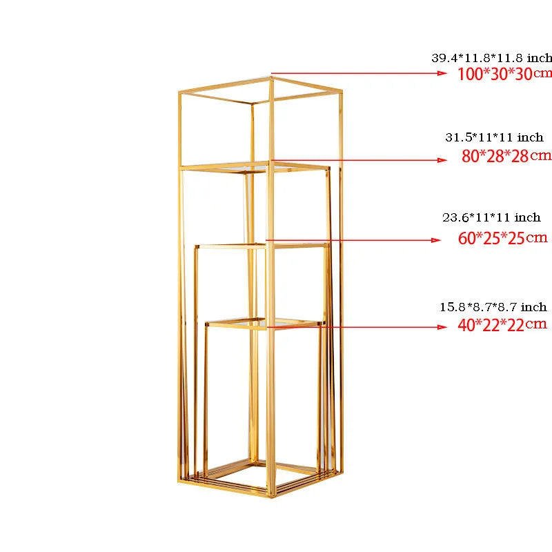 Wedding Wrought iron geometric metal wedding table centerpieces vases gold flower stands metal road
