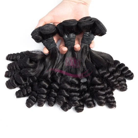 Human Hair Extension 12A Super Double Drawn Fumi Loose Curly Human Hair Bundles High Quality Good Thickness Virgin Fumi Hair