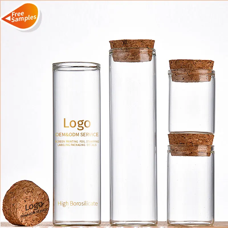 In Stock 30mm Diameter 15ml 25ml 50ml High Borosilicate Luxury Laboratory Use Glass Tube Test Tube Glass Vials with Cork