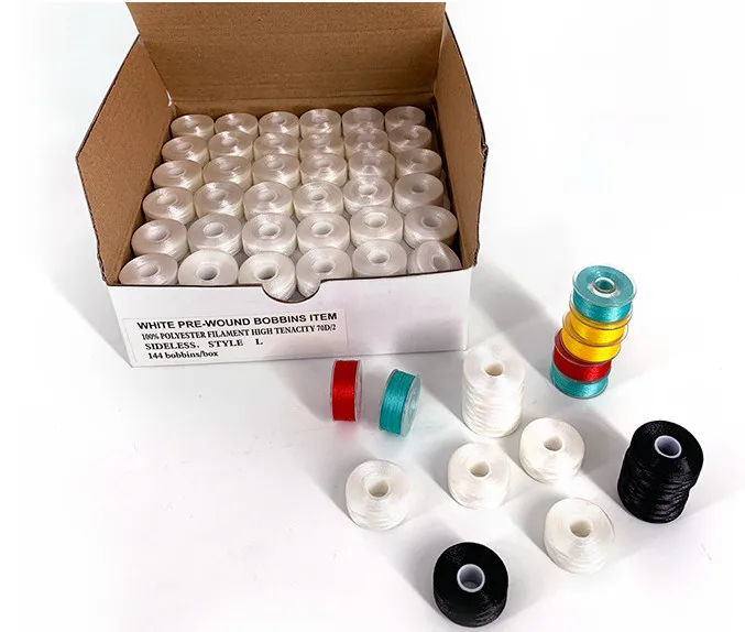 WT008 фабрика, 100% полиэстер, 75D/2, предварительно намотанная шпуля, Вышивальная нить