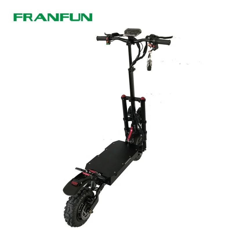 Off-road 11 inch Anti puncture Fat tire Escooter 65KM/H Twin motor Twin suspension kick scooter