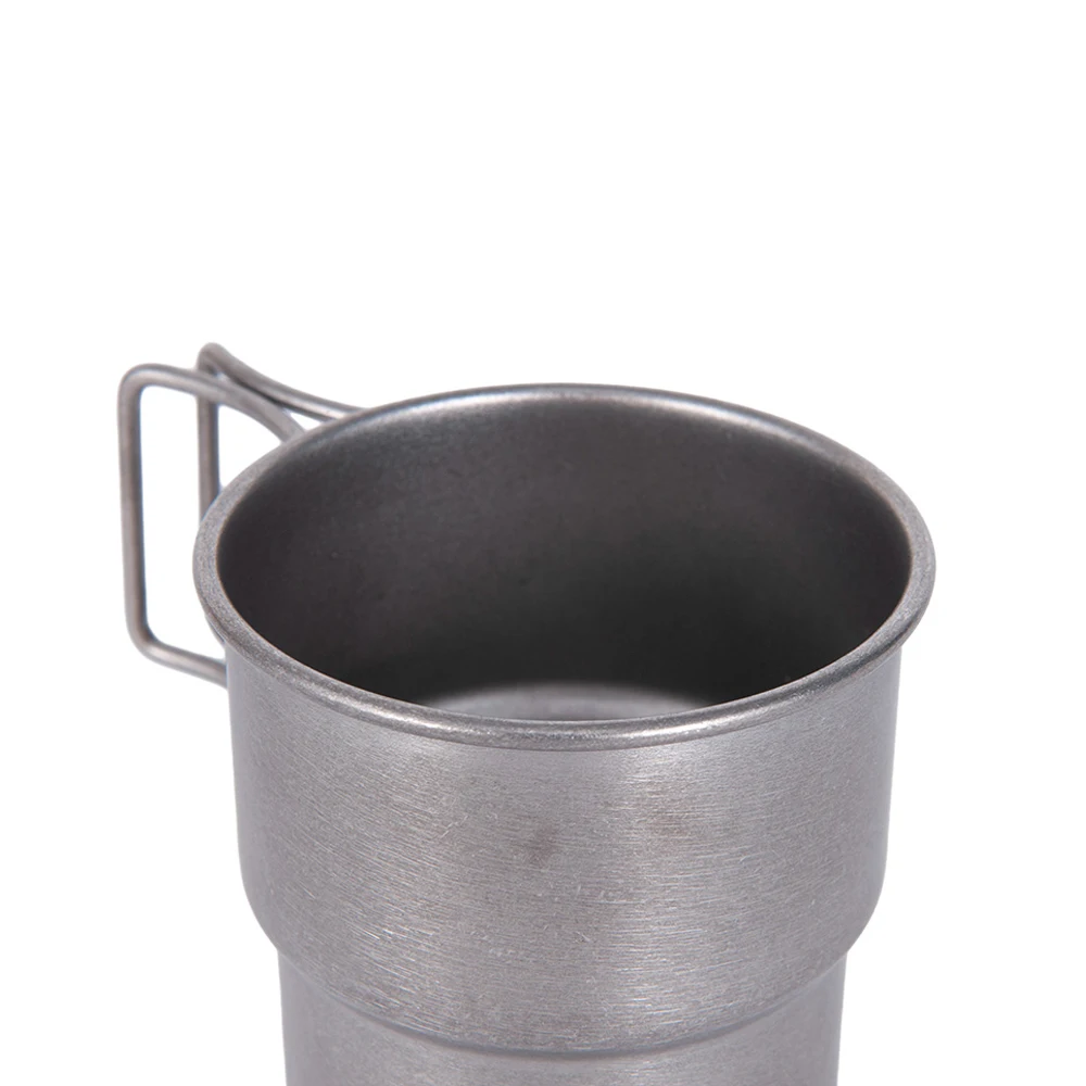 Ultralight Stainless Steel 304 Cup Camping Water Cup Mug Outdoor Camping Picnic Coffee Water Cup Mug with Foldable Handle