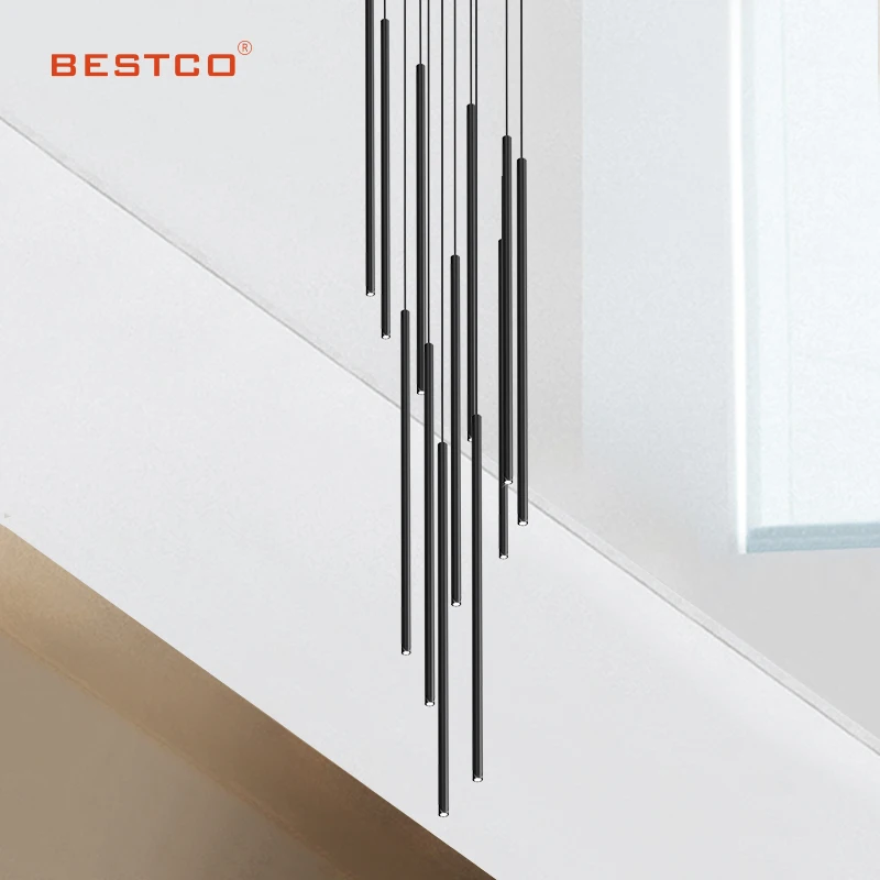 Customized  Fixtures Led chandelier villa chandelier creative living room staircase chandelier lamp Slender suspension lamp