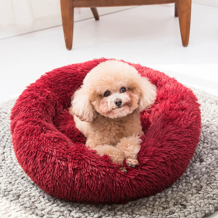Washable Luxury Large Calming Dog Short Faux Fur Camas De Perros Washable Cat Pet Bed Dog Bed,Cat Beds for Indoor Cats