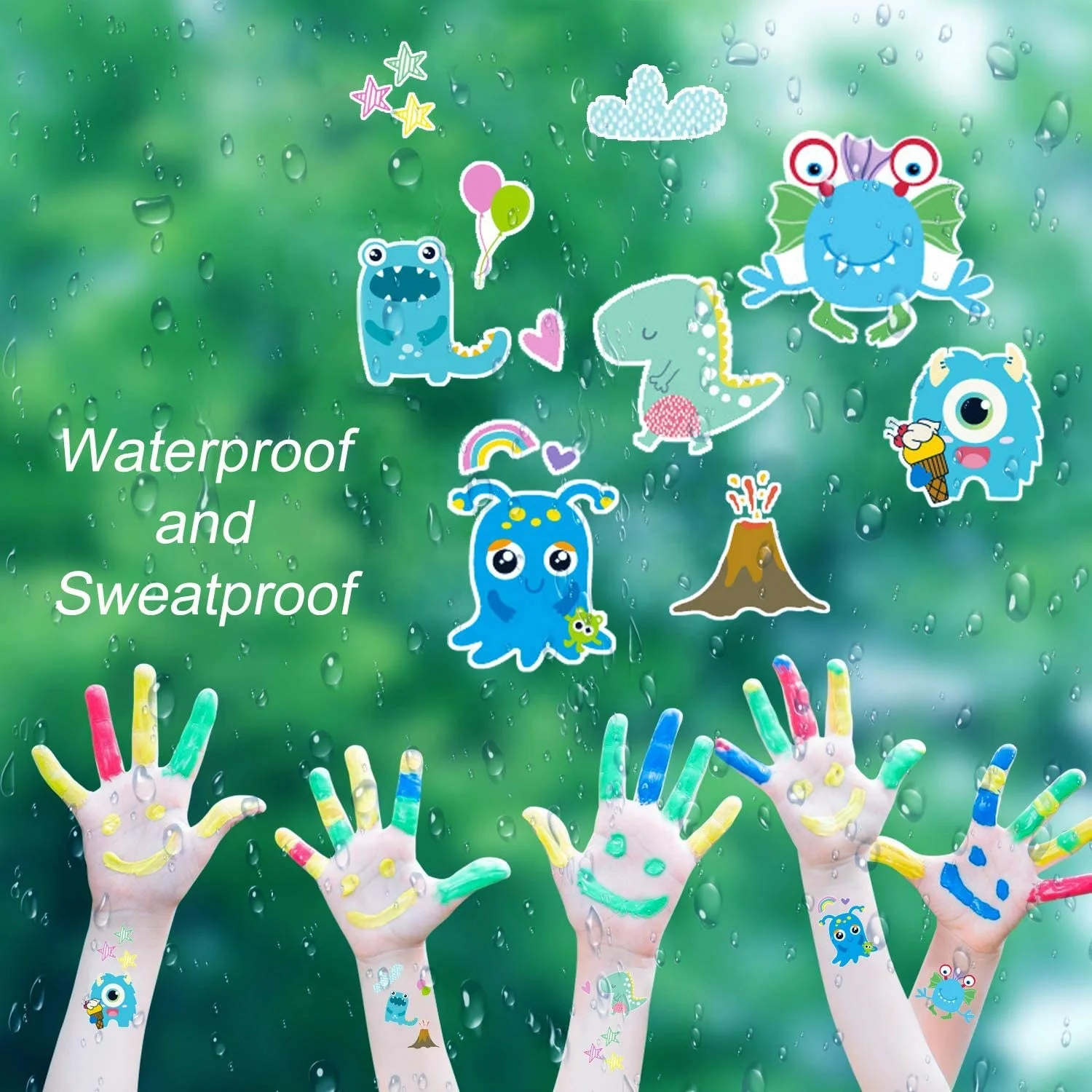 Нетоксичные рождественские принадлежности для Хэллоуина, пиратский монстр, динозавр, Детские тату-наклейки для девочек и мальчиков