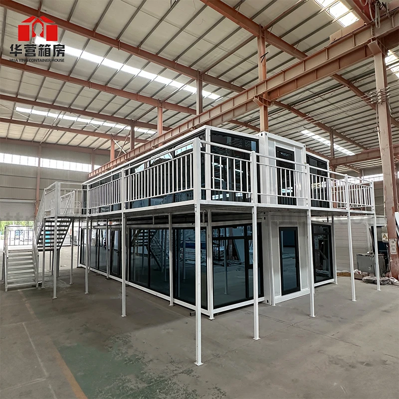 2-Story Expandable Prefabricated Container House 40 Ft & 20 Ft Steel Prefab Villa Hotel Shop Use