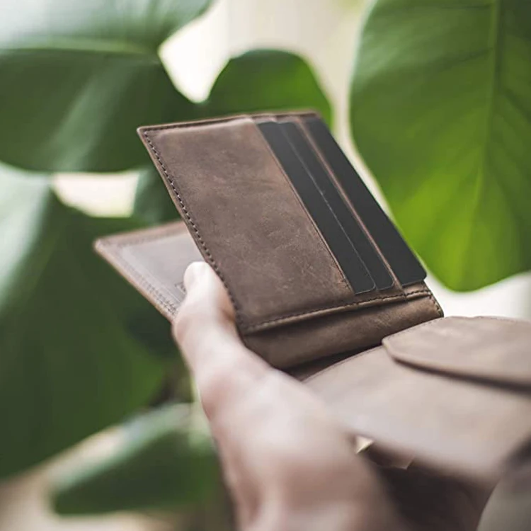 Crazy Horse  Leather Purse Wallet Rfid Custom Men Wallets Designer Genuine Leather Purse For Man With Coin Pocket