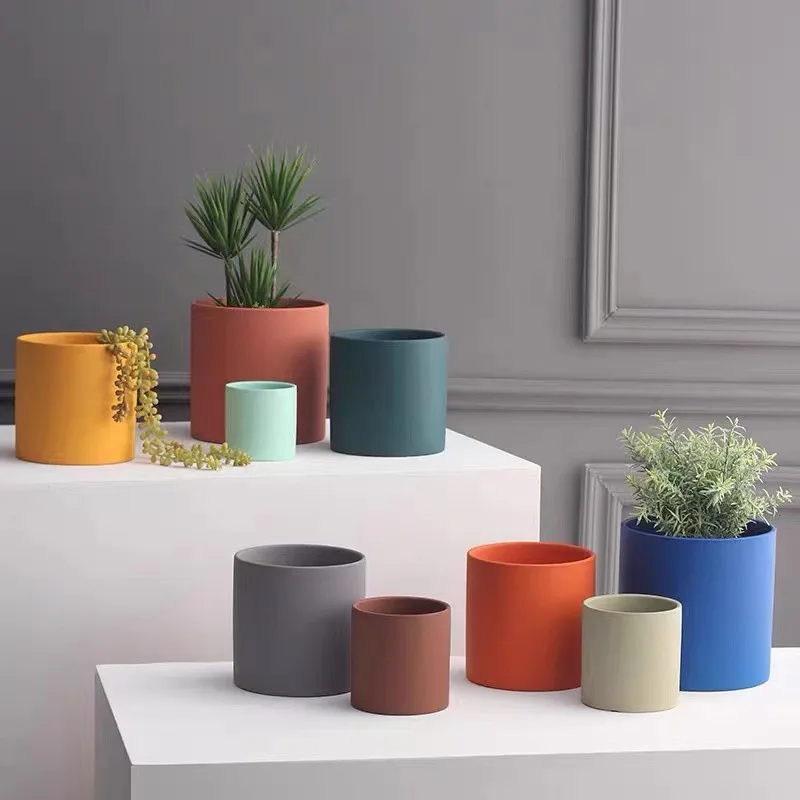 Custom various sizes nordic modern glazed succulent planter ceramic plant pots indoor flower pot