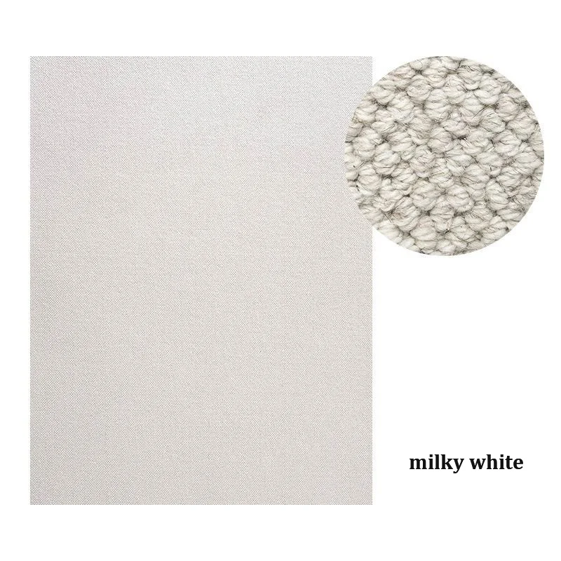 Handmade Wool Solid Color Japanese Living Room Carpet High-end Plain Nordic Wabi-sabi Style Minimalist Bedroom Carpet Rectangle