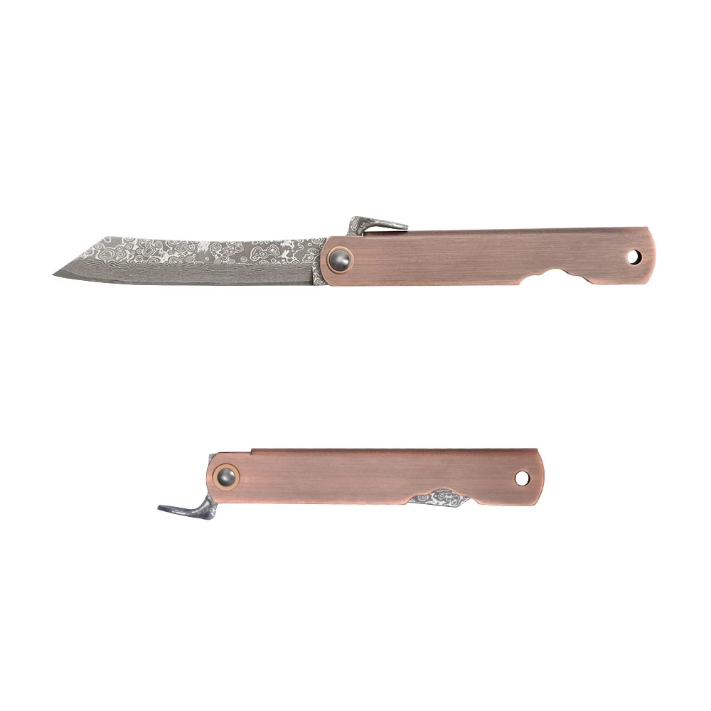 Best Outdoor Camping Damascus Hunting Okapi Knife EDC Folding Tactical Survival Pocket Knife Stainless Steel Sharp Knife