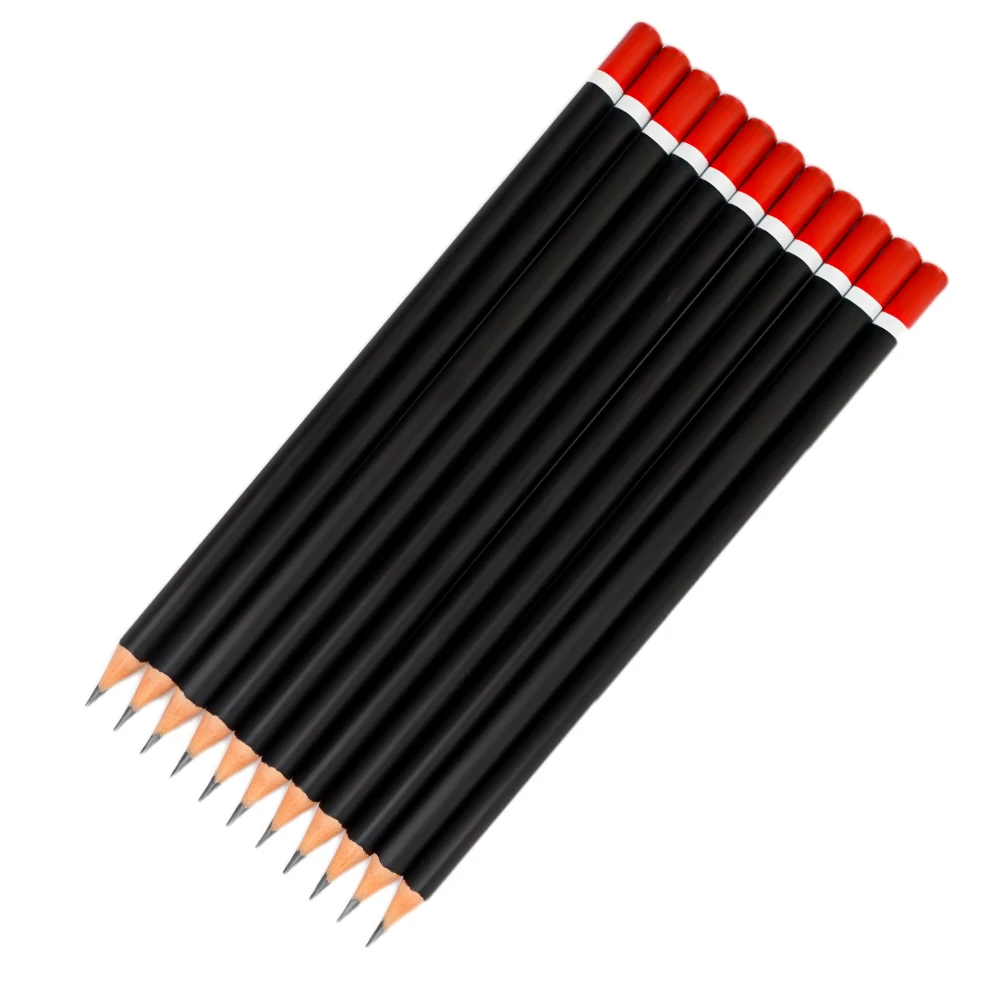 High Quality Personalized Promotional Wooden Black Pencil Custom Logo 7inch Standard Pencils For School Testing